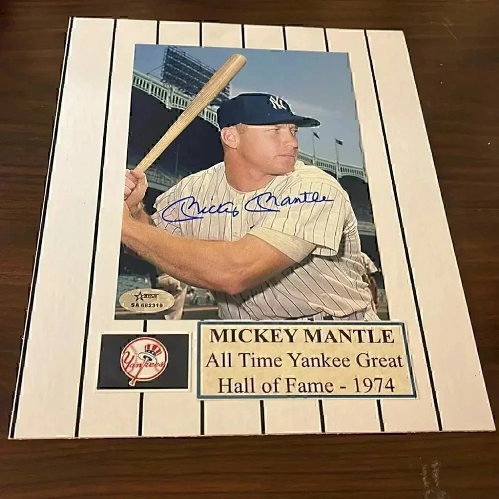 - Mickey mantle signed photo matted autographed